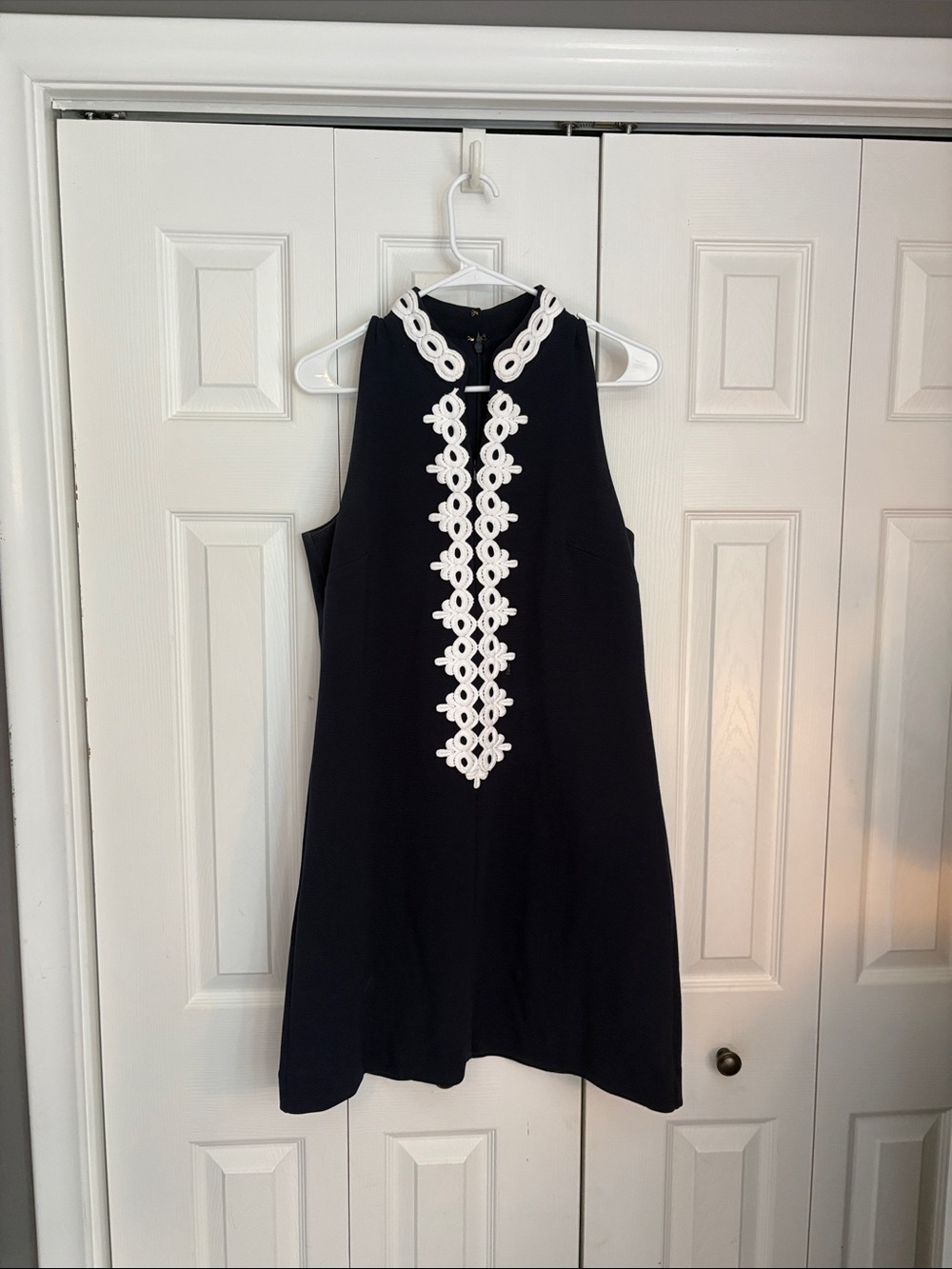 Lilly Pulitzer navy Mini Dress with White Lace Trim